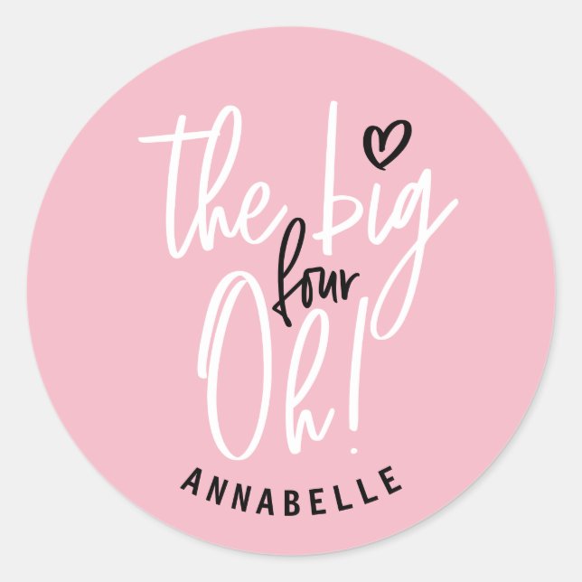 The big four oh! 40th birthday party favour gift classic round sticker (Front)