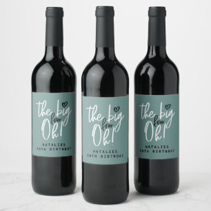 The big four oh! 40th birthday party teal favour wine label