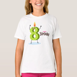 The Big Green Number 8 with Happy Birthday T-Shirt
