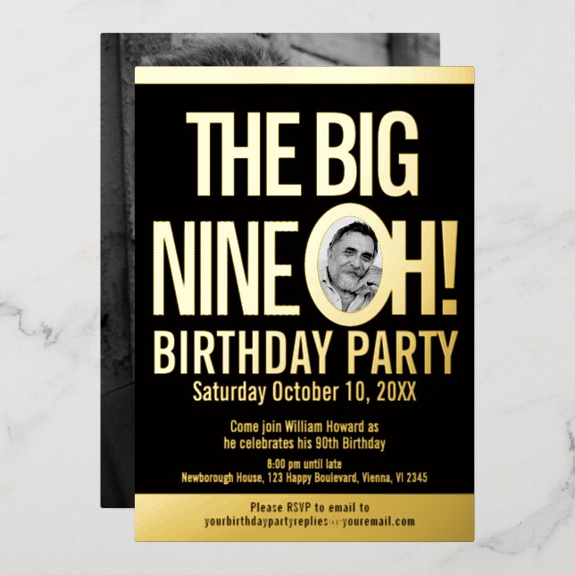 The Big Nine 0h! 90th Birthday graphic photo (Front/Back)