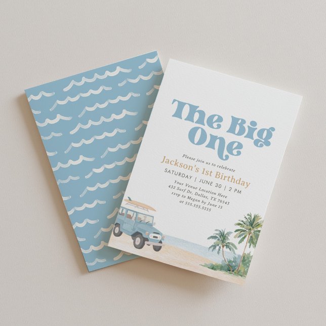 The Big One Beach Surf 1st Birthday Invitation (Creator Uploaded)