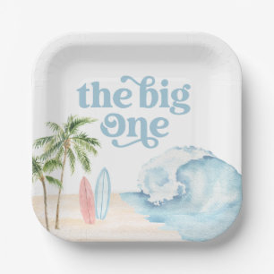 The Big One Beach Surf 1st Birthday Paper Plate