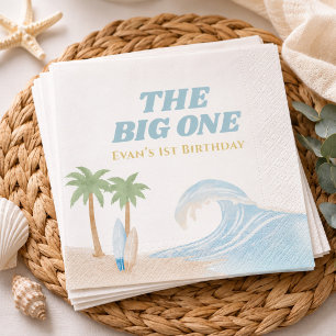 The Big One Beach Surf Summer Watercolor Coastal Napkin