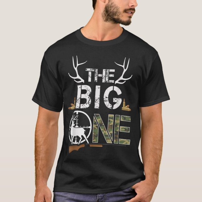 The Big One Birthday Boy Deer Hunter Camouflage T-Shirt (Front)