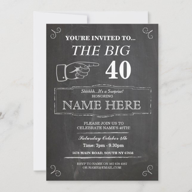 The Big One Birthday Party Rustic Chalk Invite (Front)
