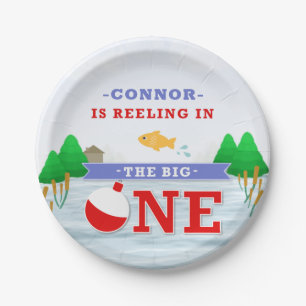 The Big One Colourful Fishing Theme 1st Birthday Paper Plate