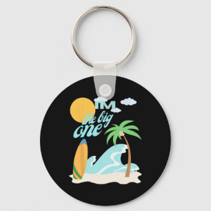 The Big One First Birthday 1st Bday Surfing Family Keychain