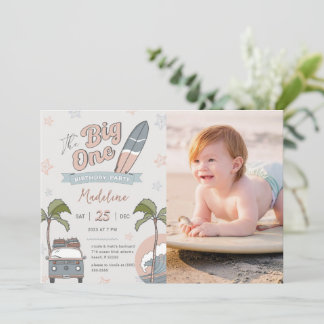 The Big One First Birthday Photo Invitation Card