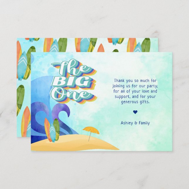The Big One First Birthday Thank You Card (Front/Back)