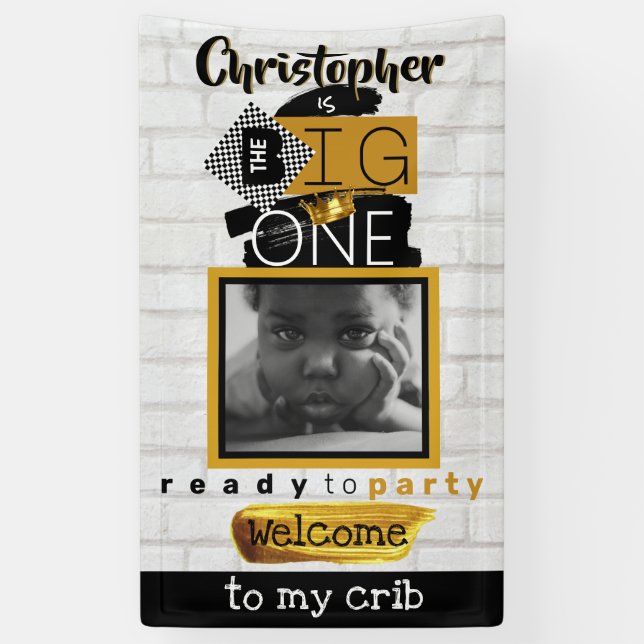 The BIG One| Hip Hop Retro 1st Birthday Photo Banner (Vertical)