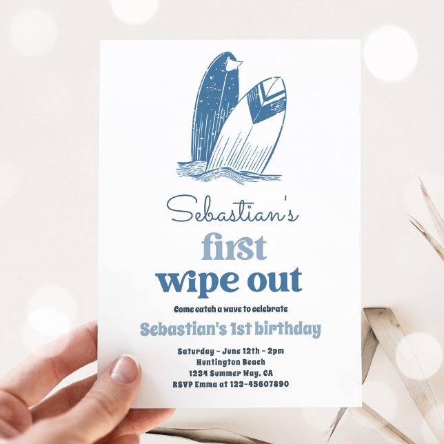 The Big One Modern Surf 1st Birthday Beach Party Invitation (Creator Uploaded)