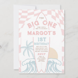 The Big One Modern Surf 1st Birthday Party Invitation
