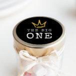 The BIG ONE | Notorious 90's 1st Birthday Party Classic Round Sticker<br><div class="desc">Celebrate your little one whose getting BIGGIE,  BIGGIE BIGGIE! Embrace the 90's hip-hop and rap nostalgia with this unique and fully customizable kids birthday envelope seal or favour stickers – featuring a golden crown and fun rugged typography.</div>