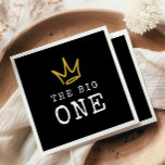 The BIG ONE | Notorious 90's 1st Birthday Party Napkin<br><div class="desc">Celebrate your little one whose getting BIGGIE,  BIGGIE BIGGIE! Embrace the 90's hip-hop nostalgia with this unique and fully customizable kids birthday paper napkins – featuring a golden crown and fun rugged typography.</div>