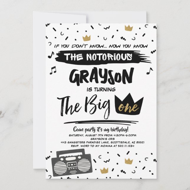 The BIG One Notorious First Birthday Invitation (Front)