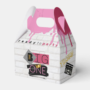 The BIG One Pink 90's Hip Hop 1st Birthday Photo Favor Box