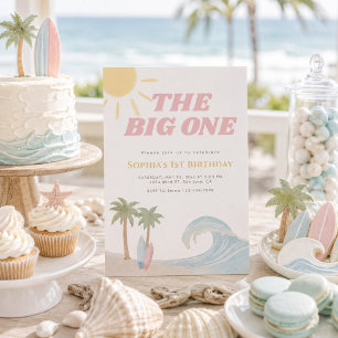 The Big One Pink Beach Surf Summer Coastal Invitation