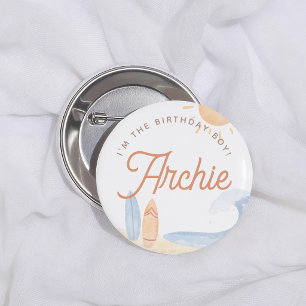 The Big One Surf 1st Birthday Boy 2 Inch Round Button