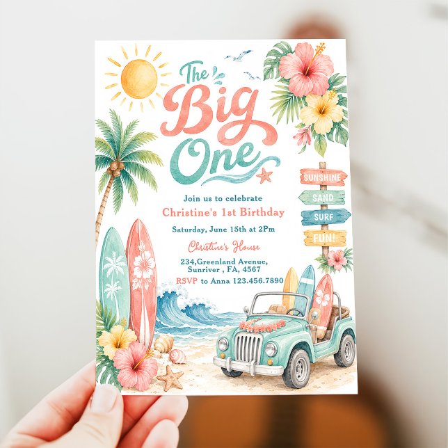 The Big One Surf Beach 1st Birthday Invitation (Creator Uploaded)