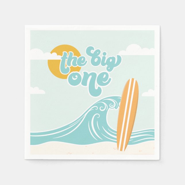 The Big One Surf Beach 1st Birthday Napkin (Front)