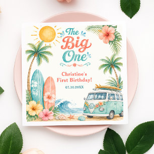 The Big One Surf Beach 1st Birthday Napkin