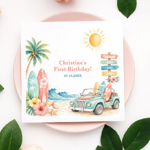 The Big One Surf Beach 1st Birthday Napkin