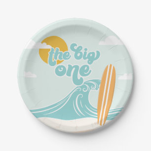 The Big One Surf Beach 1st Birthday Paper Plate
