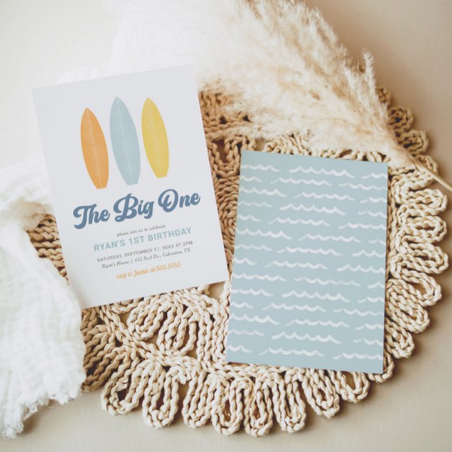 The Big One Surf Beach 1st Birthday Party Invitation (Creator Uploaded)
