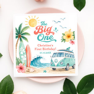The Big One Surf Beach 1st Birthday Party Napkin