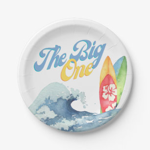 The Big One Surf First Birthday Party Plate