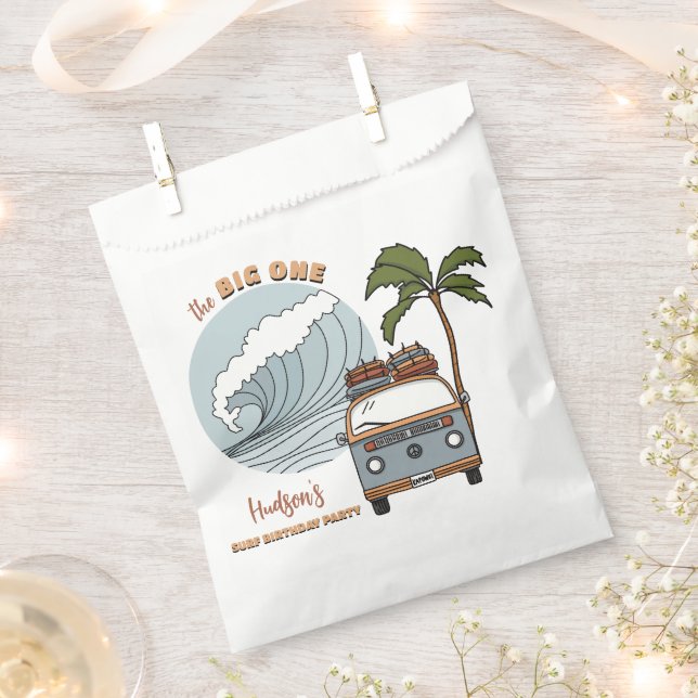 The Big One Surf Waves Ocean Birthday Favour Bags (Clipped)