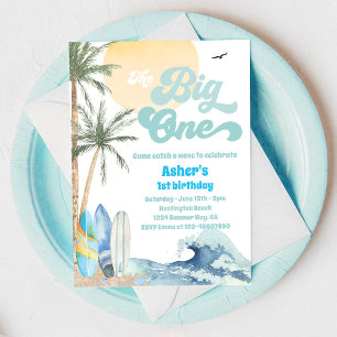 The Big One Surfing Beach Party 1st Birthday Invitation