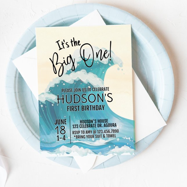 The Big One, Surfing Birthday, Surf's Up,  Invitation (Creator Uploaded)