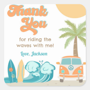 The Big One Surf's Up Birthday Favour Stickers