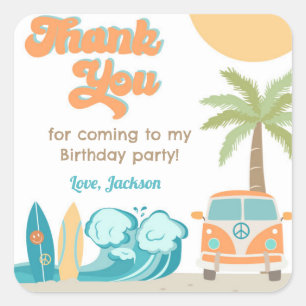 The Big One Surf's Up Birthday Favour Tags Sticker