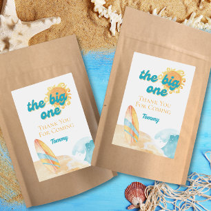 The Big One Watercolor Beach 1st Birthday Label