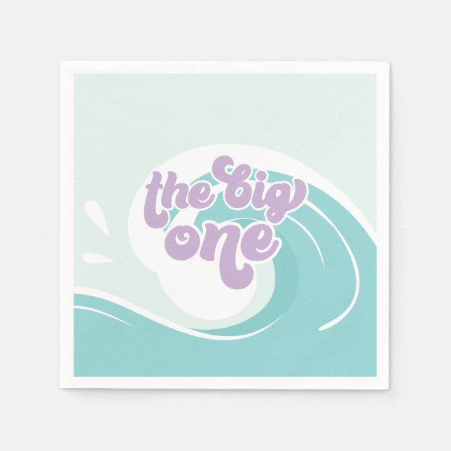 The Big One Wave Beach Birthday Napkin (Front)