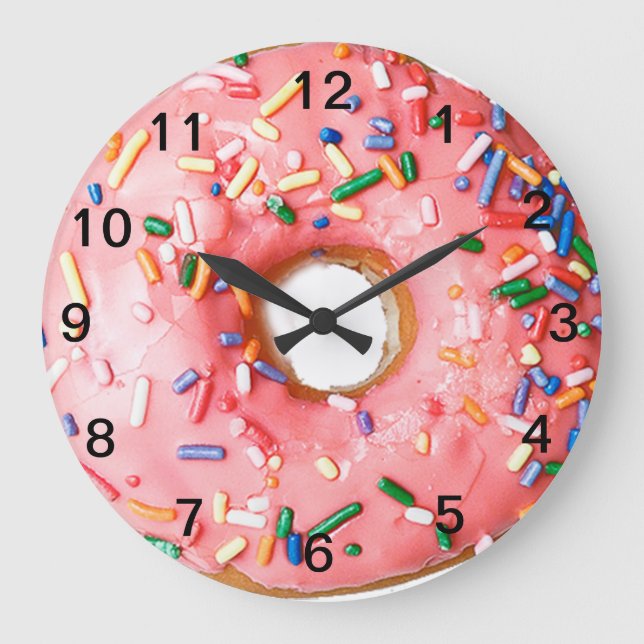 THE BIG PINK DONUT FUN WALL CLOCK (Front)