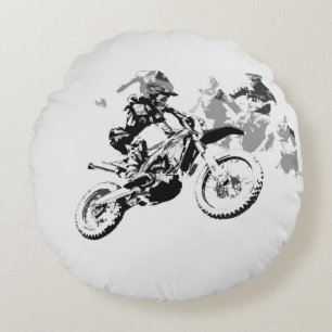 The Big Race - Motocross Racers Round Pillow
