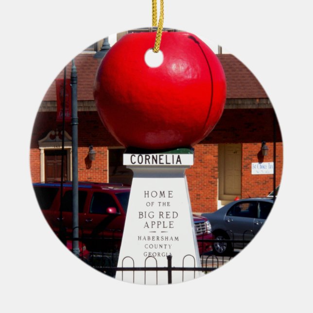 THE BIG RED APPLE - Cornelia, Georgia Ceramic Ornament (Front)