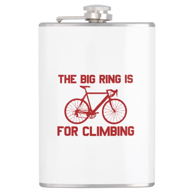 The Big Ring Is For Climbing Hip Flask (Front)