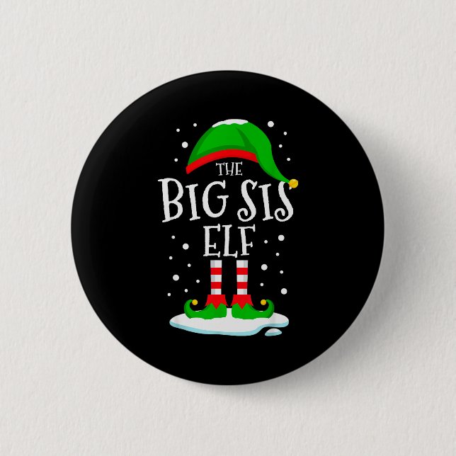 The Big Sis Elf Christmas Family Matching Xmas Sis 2 Inch Round Button (Front)