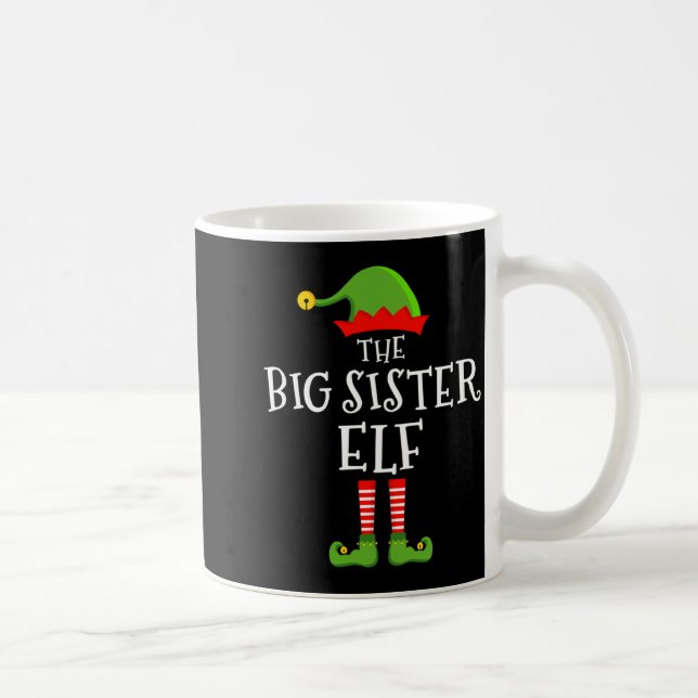 The Big Sister Elf Funny Christmas Matching Family Coffee Mug (Right)