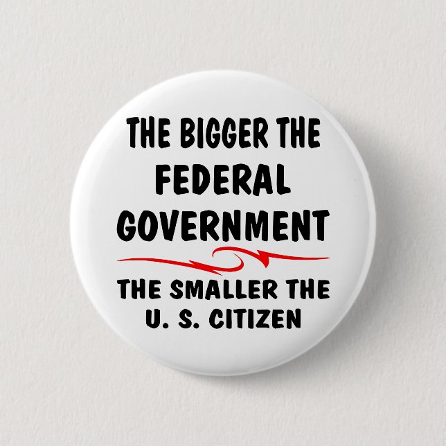 The Bigger Fed Gov The Smaller The US Citizen 2 Inch Round Button (Front)