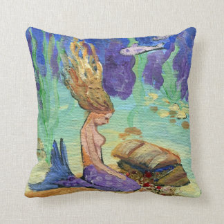The Biggest Wave of Your Life Treasure Mermaid Throw Pillow