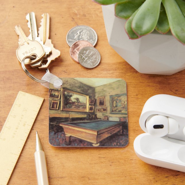The Billiard Room at Menil Hubert by Edgar Degas Keychain (Desk)
