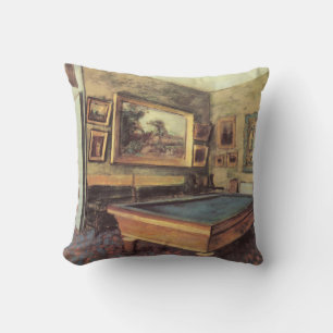 The Billiard Room at Menil Hubert by Edgar Degas Throw Pillow