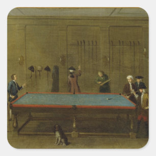 The Billiard Room (oil on canvas) Square Sticker