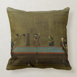 The Billiard Room (oil on canvas) Throw Pillow
