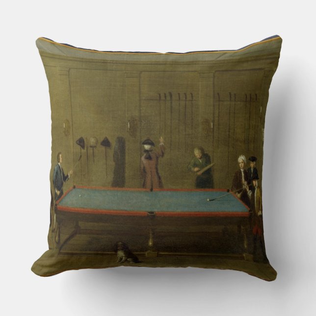 The Billiard Room (oil on canvas) Throw Pillow (Front)